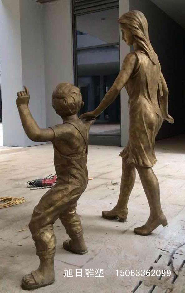 母子出行鑄銅、鍛銅雕塑